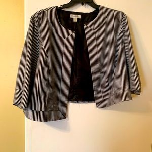 Dress Barn Black and White Striped Cropped Jacket